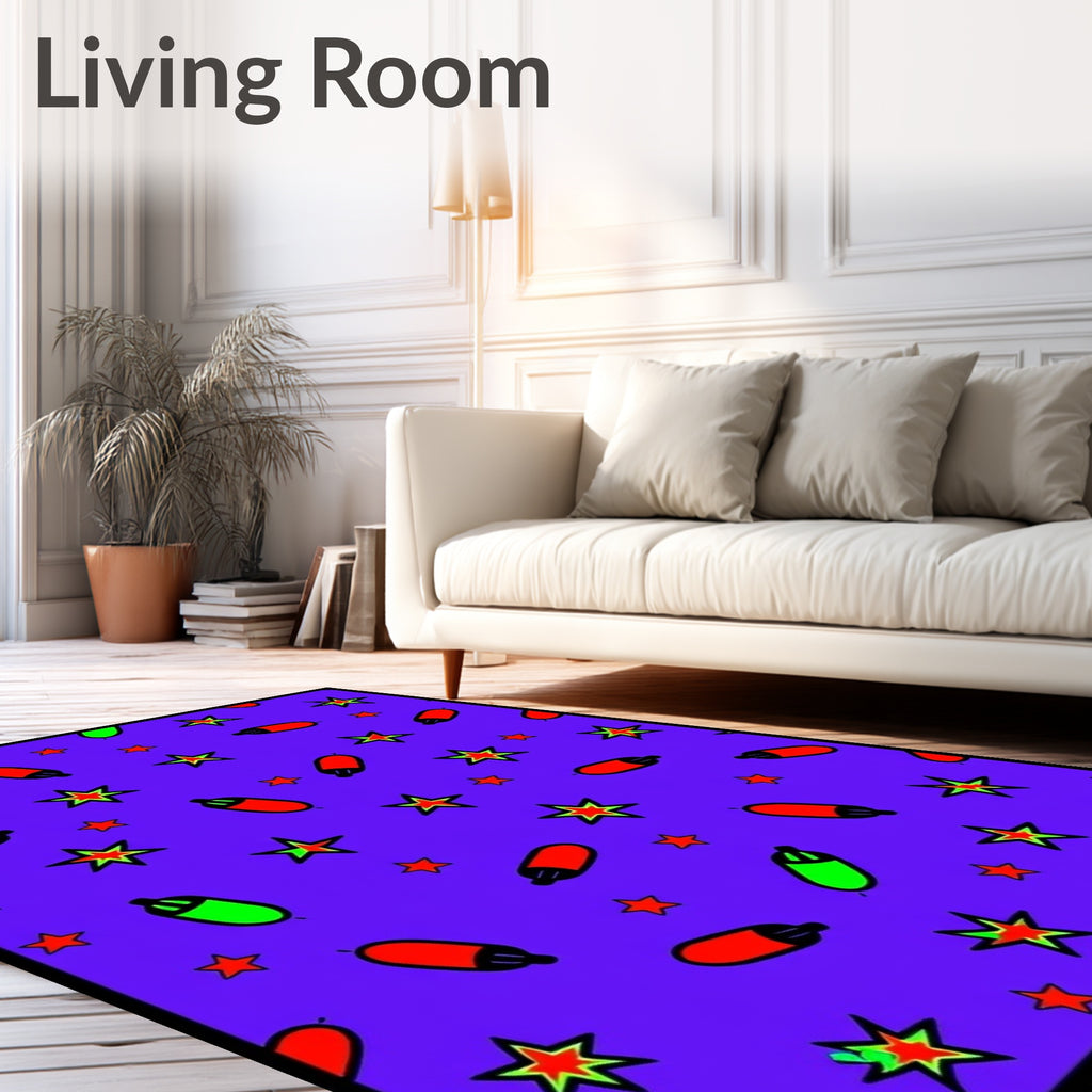 Purple Star and Capsule Collage Rug