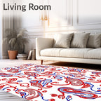 Red Blue Swirl Organic Abstract Rug