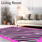 Fierce Pink Black Zebra Stripes Rug