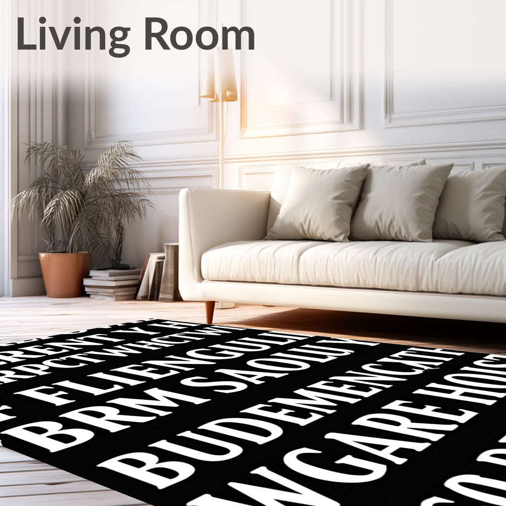 Bold Black Textured Geometric Weave Rug