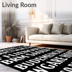 Bold Black Textured Geometric Weave Rug