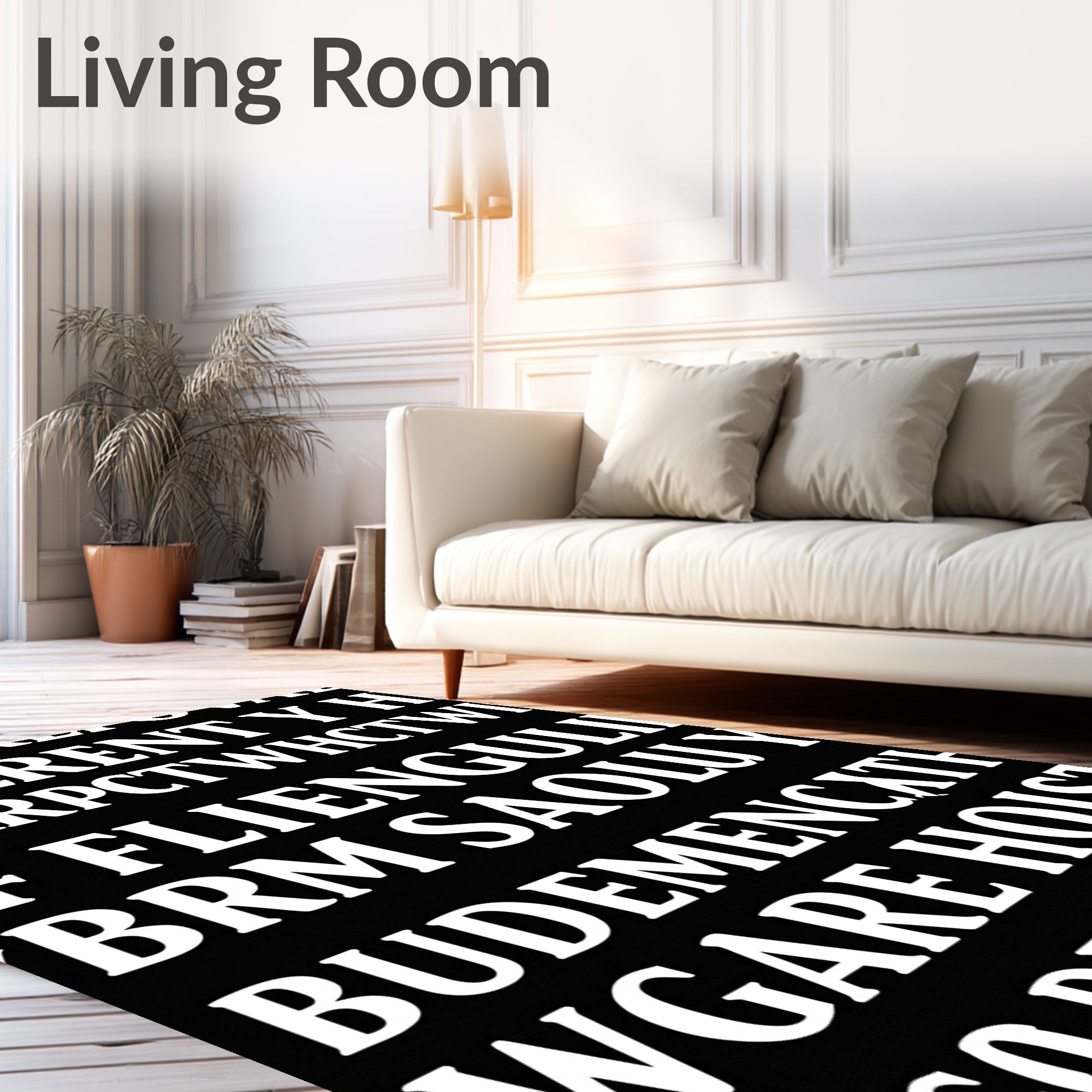 Bold Black Textured Geometric Weave Rug