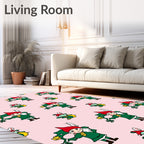 Whimsical Green Gnome With Red Hat Rug