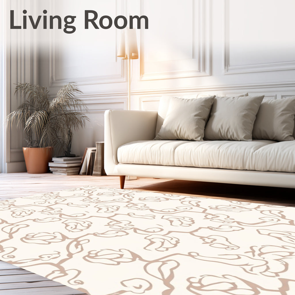 Beige Floral Sketch Vine Rug