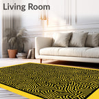 Bold Yellow Black Organic Maze Rug