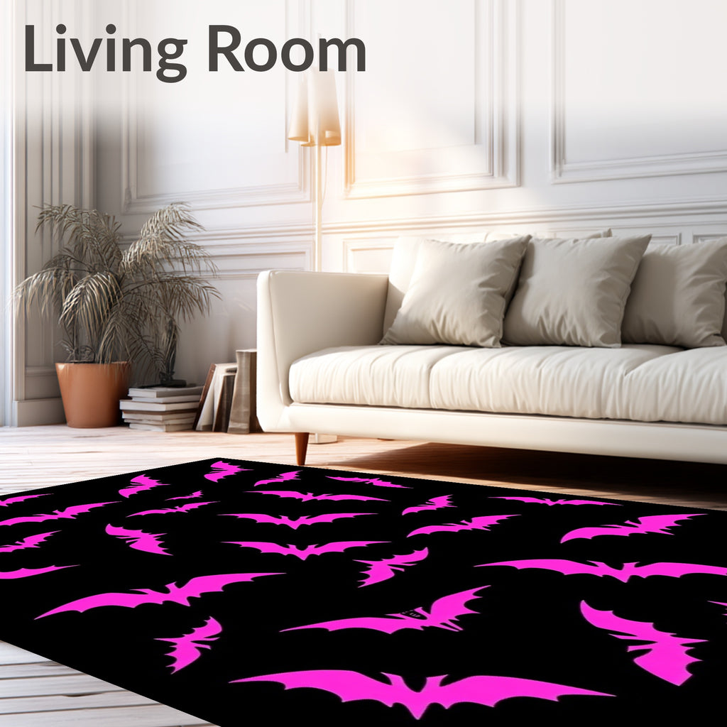 Hot Pink Flying Bats Scatter Rug
