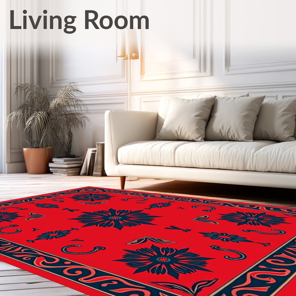 Crimson Floral Diamond Bandana Rug