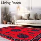 Crimson Floral Diamond Bandana Rug