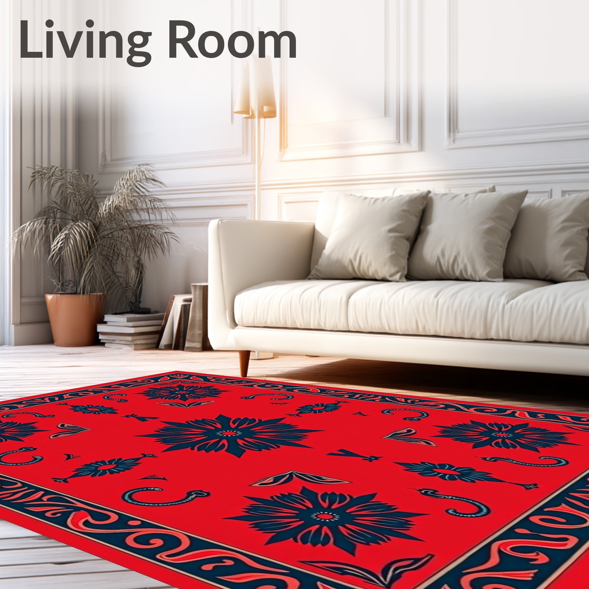 Crimson Floral Diamond Bandana Rug