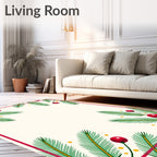 Crimson Berry Pine Needle Border Rug