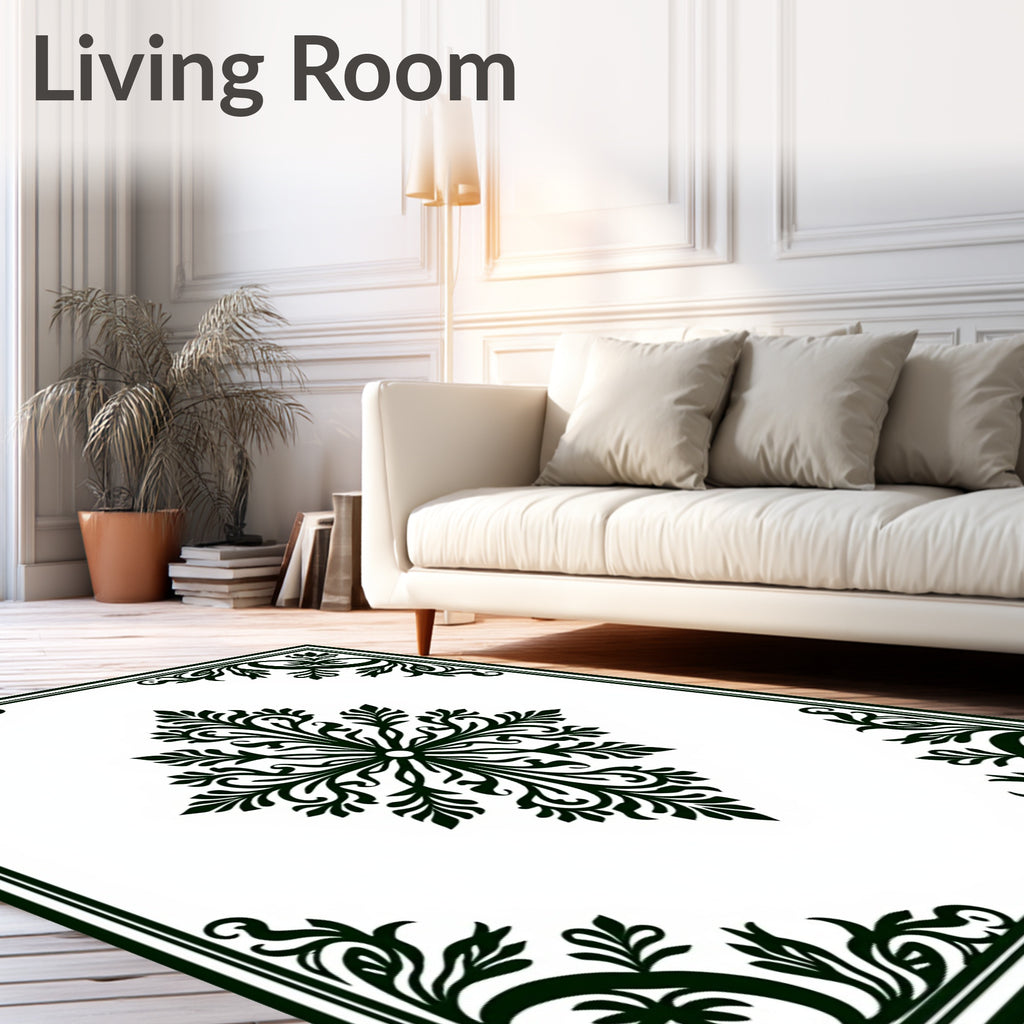 Classic Black Floral Medallion Accent Rug