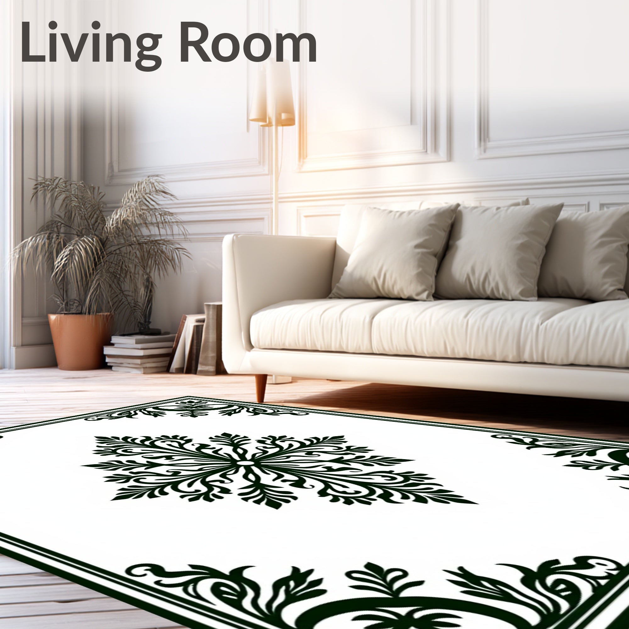 Classic Black Floral Medallion Accent Rug