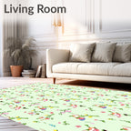 Whimsical Bunny Floral Spring Garden Rug