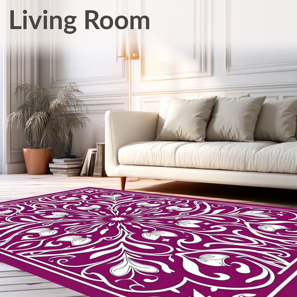 Rich Plum Floral Medallion Rug