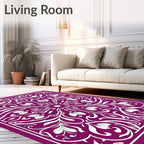 Rich Plum Floral Medallion Rug