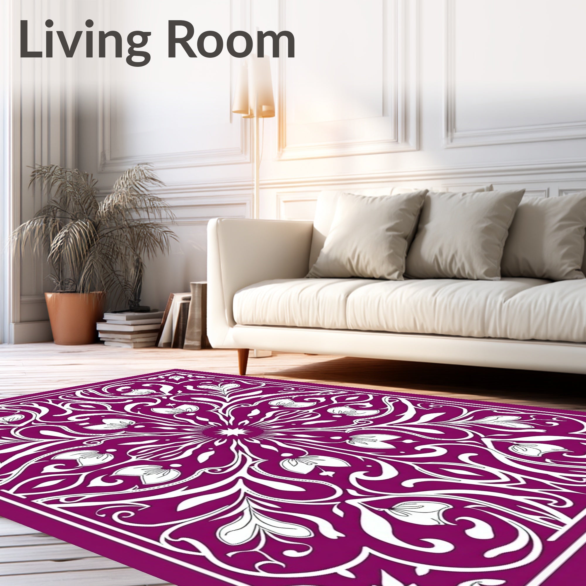 Rich Plum Floral Medallion Rug