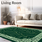 Emerald Green Botanical Vine Frame Rug