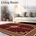 Crimson Gold Ornate Paisley Medallion Rug