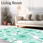 Aqua Floral Garden Art Rug