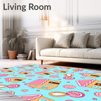 Whimsical Pink Houses Candy Sweet Treat Rug