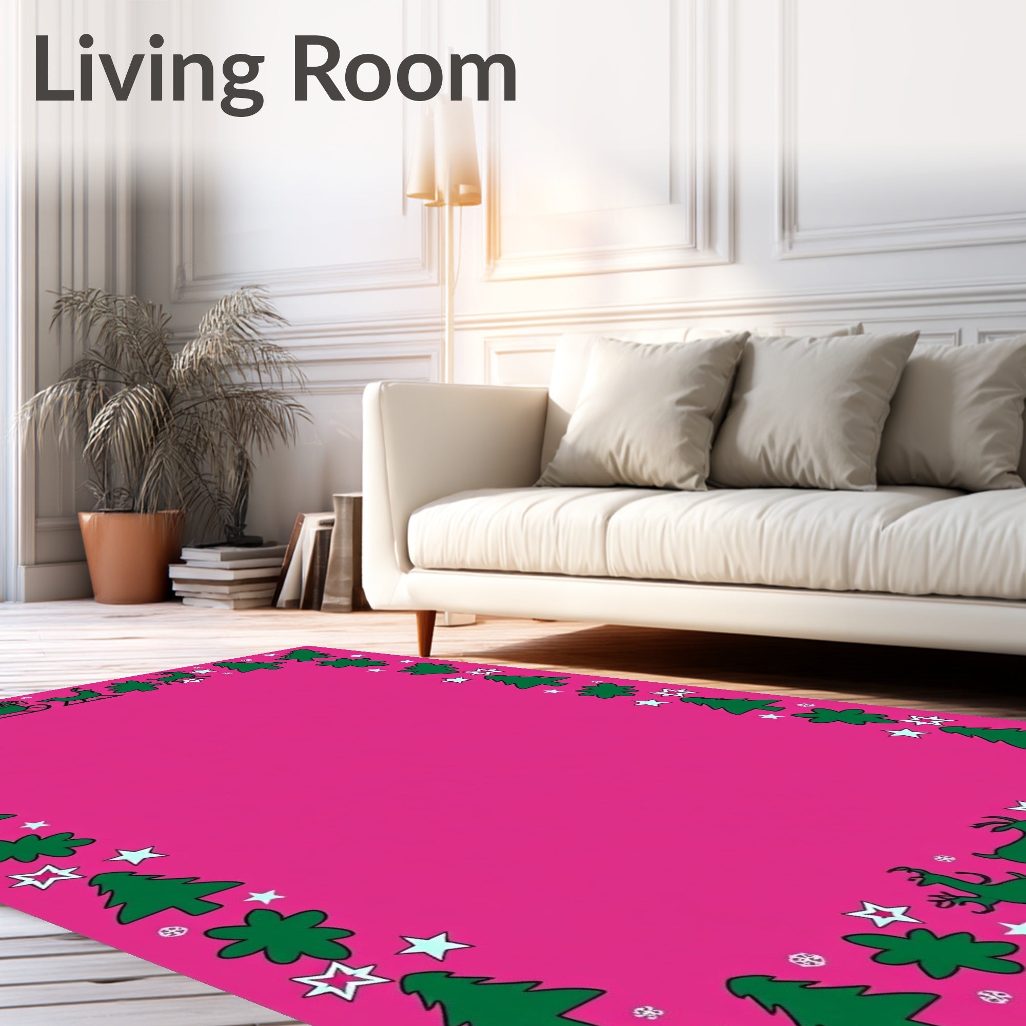 Festive Green Christmas Border Rug