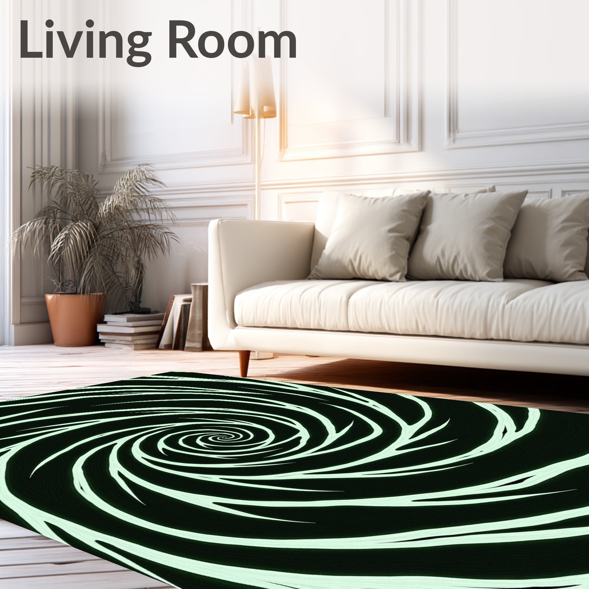 Ethereal Light Green Swirl Rug