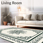 Dark Forest Green Floral Medallion Border Rug