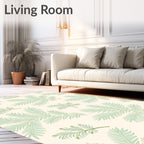 Pale Green Fern Frond Repeating Pattern Rug