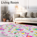 Whimsical Bright Pink Floral Whimsies Rug