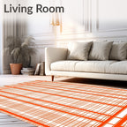 Bright Orange Plaid Grid Rug