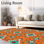 Orange Teal Red Symmetrical Medallion Rug