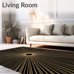 Golden Sunburst Rays Rug
