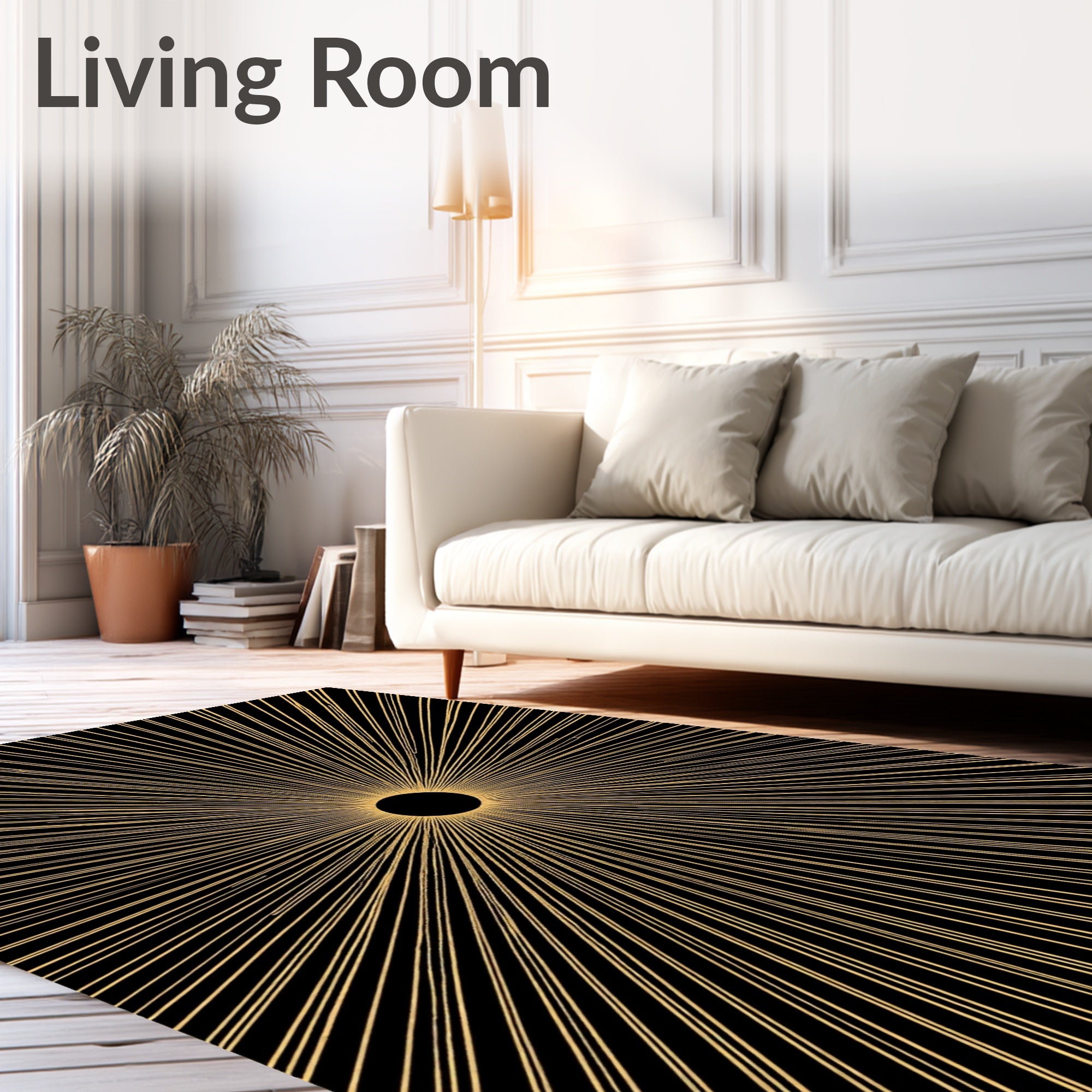 Golden Sunburst Rays Rug