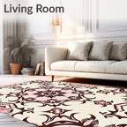 Brown Pink Floral Medallion Rug