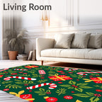 Festive Holly Candy Cane Gift Garland Rug