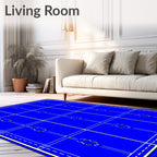 Deep Blue Vertical Stripe Geometric Rug