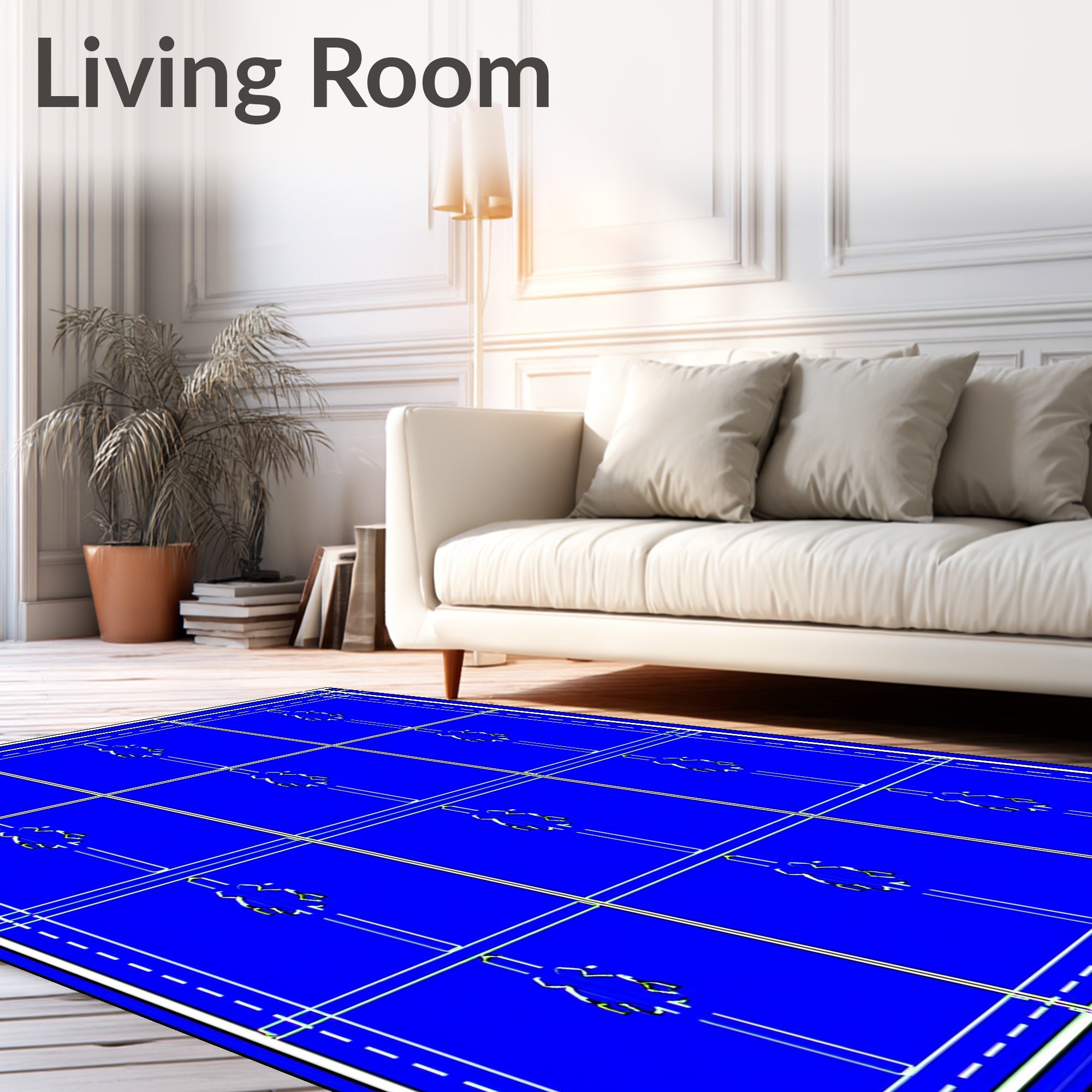 Deep Blue Vertical Stripe Geometric Rug