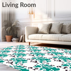 Teal and Black Abstract Organic Forms Rug