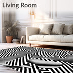 Monochromatic Abstract Maze Geometry Rug