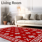 Crimson White Snowflake Garden Rug