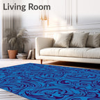 Deep Blue Swirling Organic Lines Rug