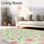 Whimsical Pink Floral Garden Sprigs Rug