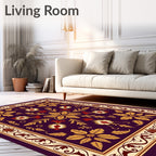 Rich Plum Floral Medallion Motif Rug