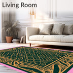 Emerald Gold Intricate Interlocking Frame Rug