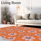 Retro Pink Orange Floral Burst Rug