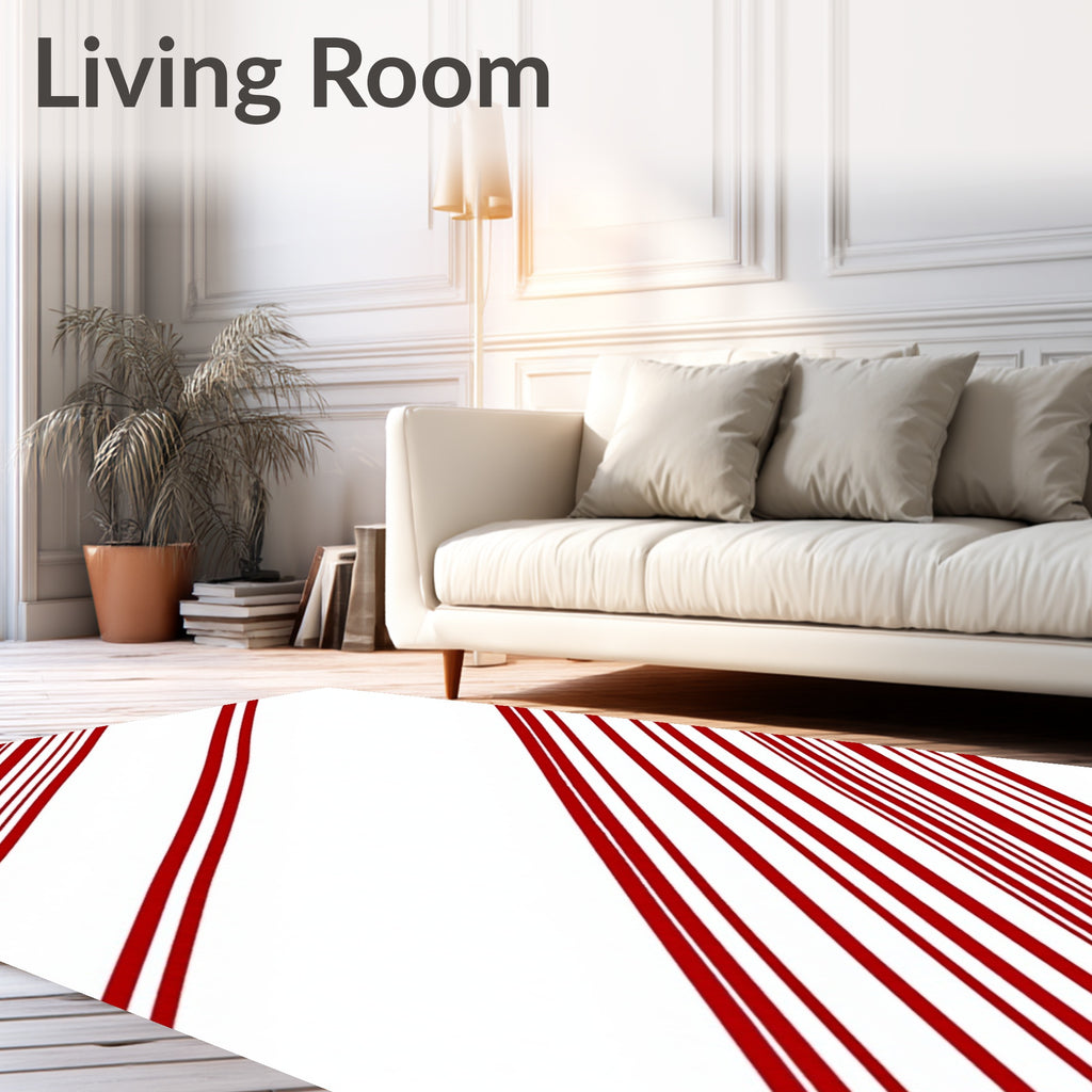 Bold Red Diagonal Stripe Rug