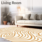 Golden Abstract Swirl Composition Rug