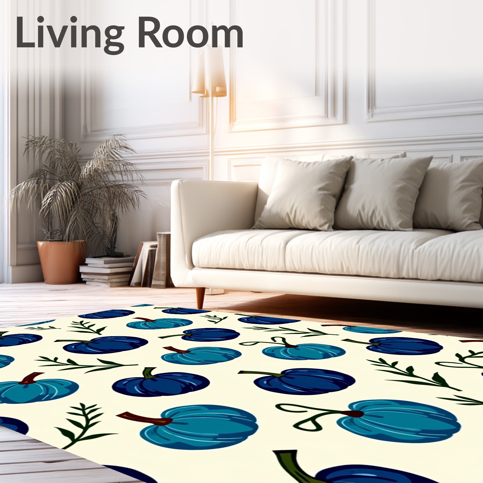 Deep Blue Pumpkin Patch Accents Rug