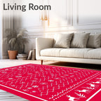 Rustic Red Reindeer Snowflake Garland Rug