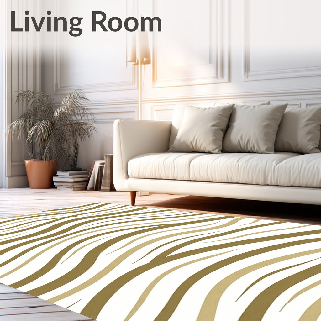 Golden White Wavy Stripe Rug